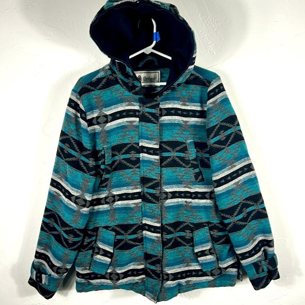 🔥🔥 OUTBACK‎ TRADING COMPANY Western Cowgirl Aztec Print Heavy Winter Jacket Sz
